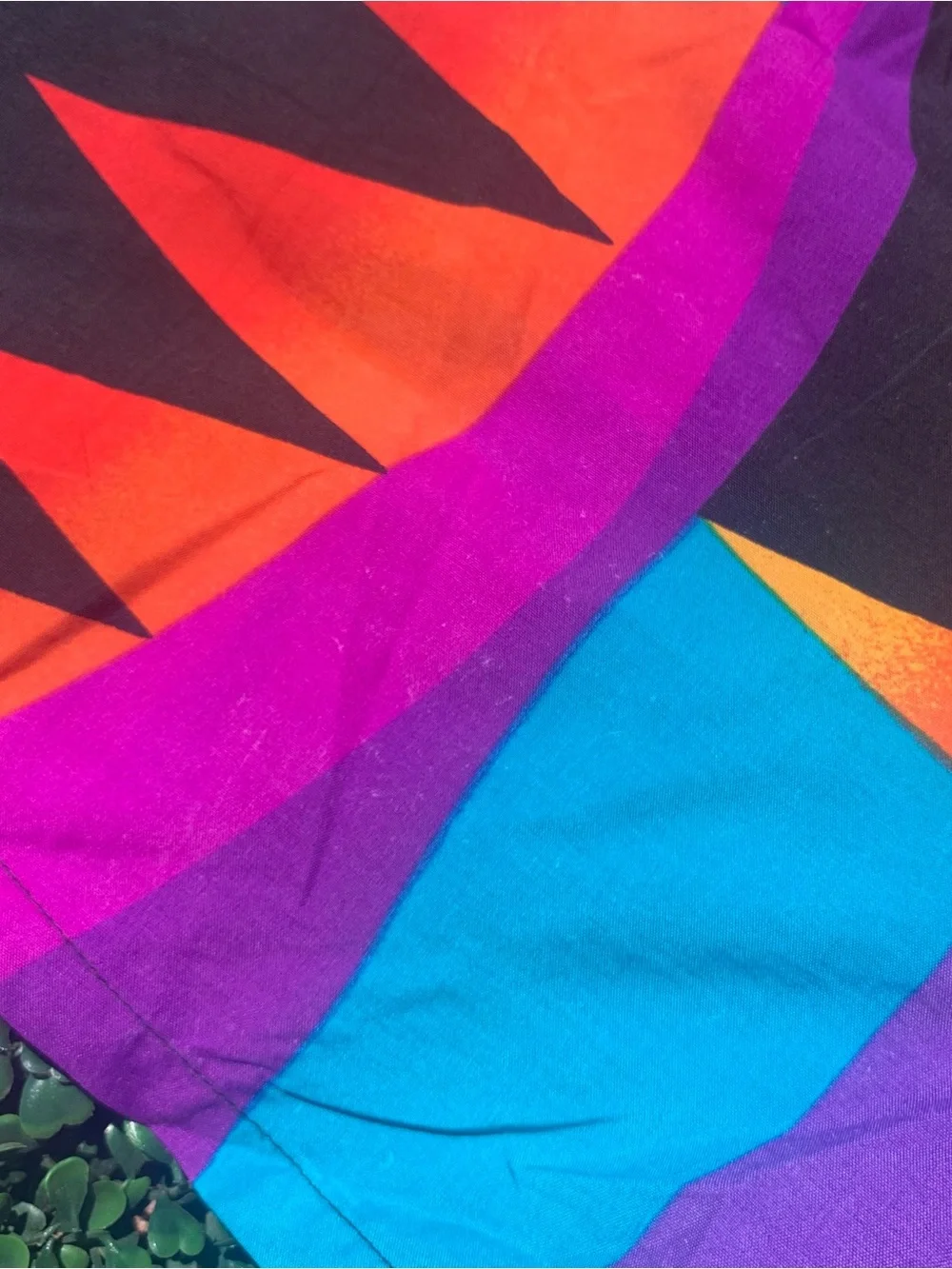 Vintage SPEEDO Maximalist Geo Sunset Swim Trunks / Shorts - needs elastic repair